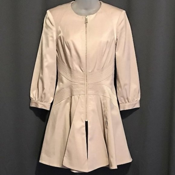 Superb bebe Silver Peony Fit & Flare Round Neck Zip-Front Princess Coat - XS - Picture 1 of 15